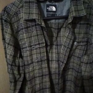 The North Face Men's Olive Plaid Button Down Shirt